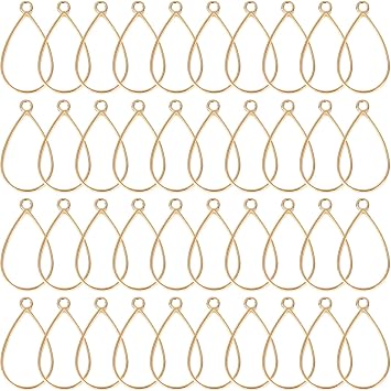 Oubaka Open Bezels for Resin,50pcs Open Bezel Pendants Opens Frame Pendant Hollow Frame Pendants Resin Craft Bezels for Resins Casting,Necklaces Earrings Making SuppliesK Gold,Teardrop
