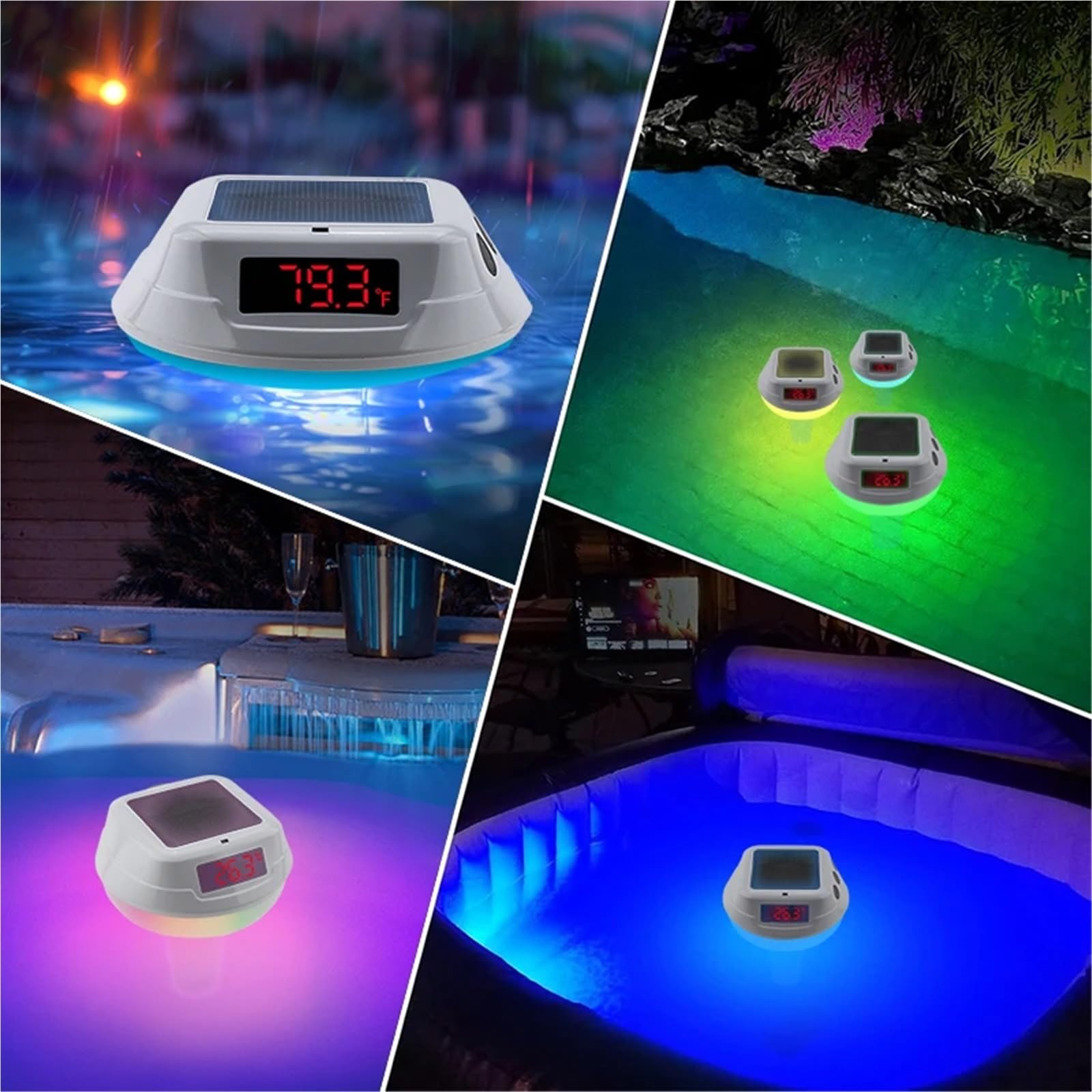 Termometro for Piscina Impermeabile Senza Fili Alimentato ad energia Solare con indicatore di Grado Digitale Personalizzato, termometri Domestici