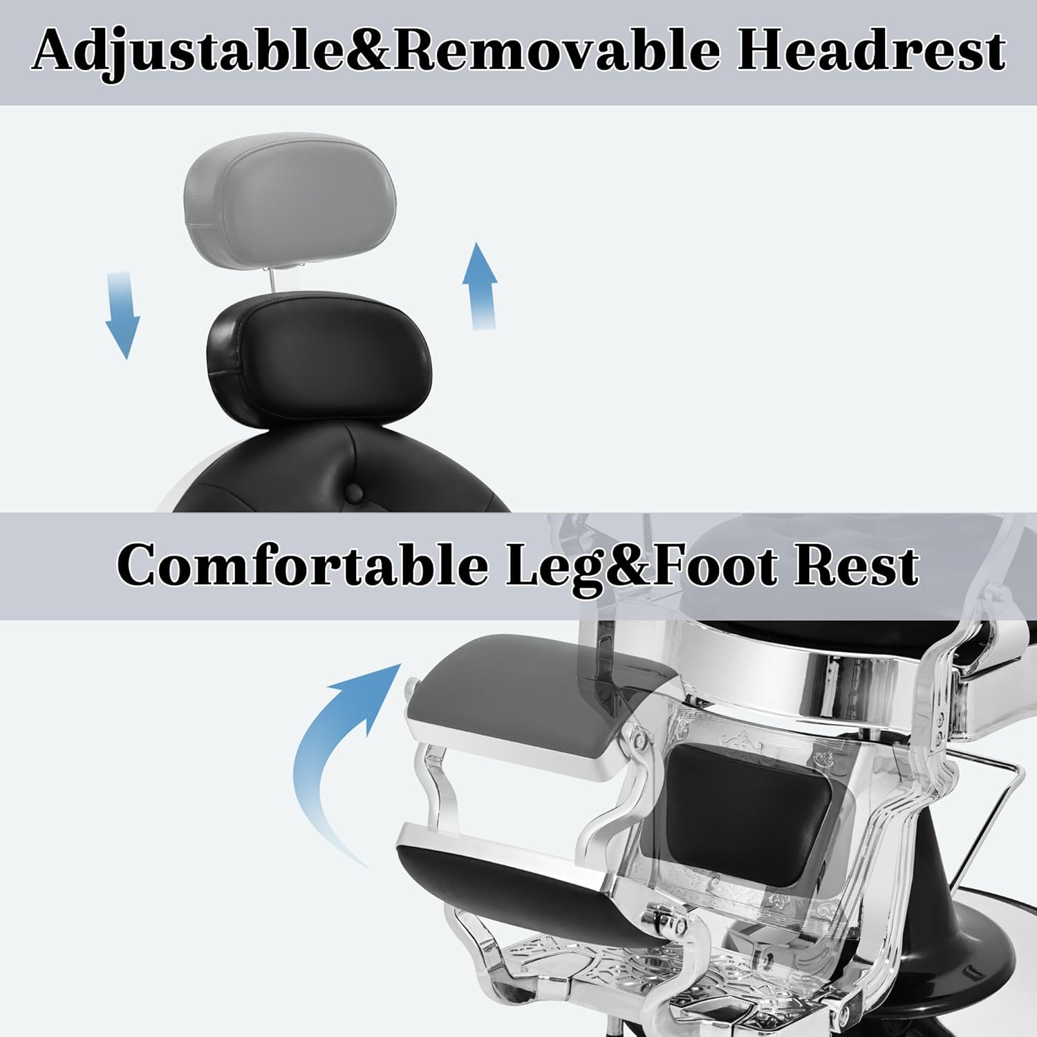 Heavy Duty Barber Chairs for Barbershop, Reclining Barber Salon Chair for Hair Stylist, Black All Purpose Beauty Spa Shampoo Tattoo Pedicure Hairdresser Styling