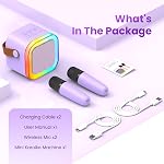 Karaoke Machine for Kids Adults, Portable Bluetooth Mini Karaoke Microphone Singing Speaker Karaoke Player with 2 Wireless Mic Toys for All Smartphones,Birthday, Family,Home Party (Light Purple)