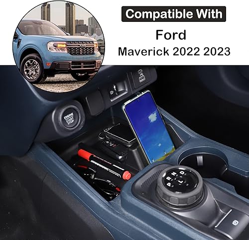 Miniatura 3 de Organizador de consola central de automóvil compatible con Ford Maverick 2022 2023 con ranura de control central bandeja de almacenamiento caja de