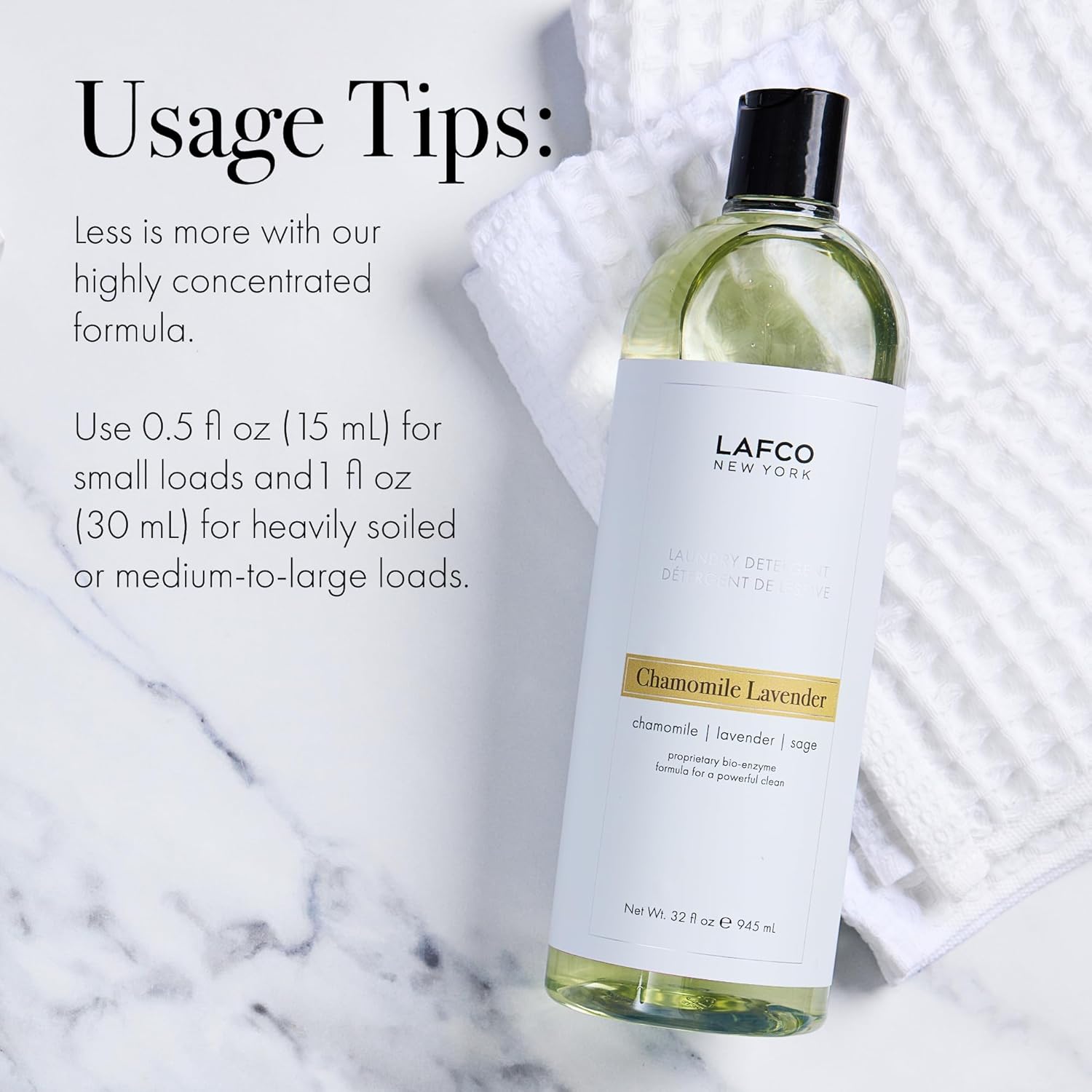 LAFCO New York Laundry Detergent, Chamomile Lavender - 32 fl oz - Bio-Enzyme Natural Formula for a Powerful Clean - Plant Based for Sensitive Skin - Non-Toxic, Synthetic & Cruelty Free