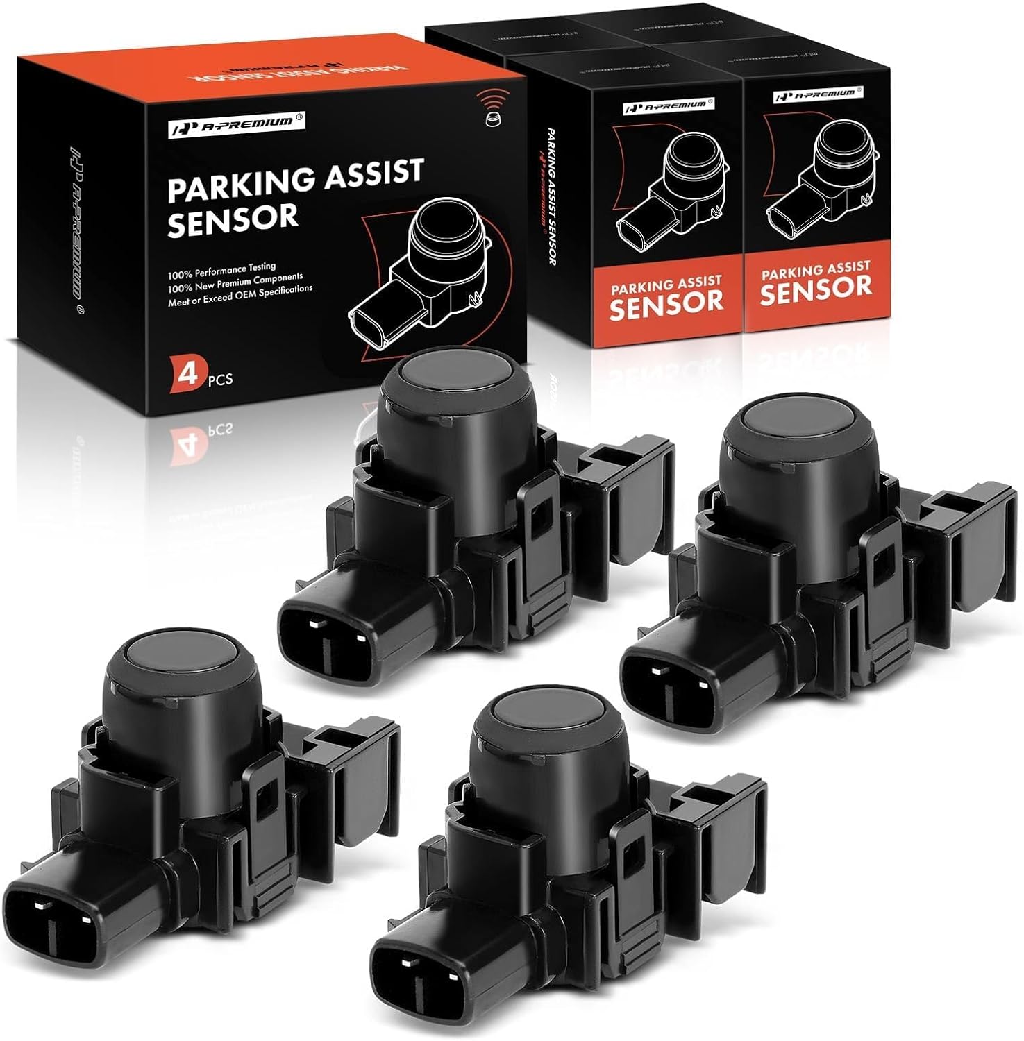 A-Premium 4-PC Reverse Backup Parking Assist Sensor Compatible with Select Toyota & Lexus Models - 4Runner, IS200t, IS250, IS300, IS350, RC200t, RC300, RC350, Replace# 89341-53030, 89341-35010