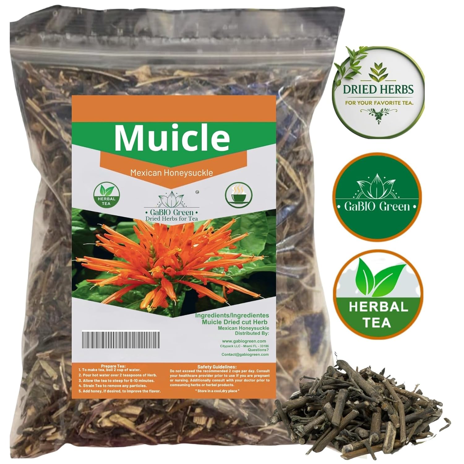 Muicle Mexican Honeysuckle 1 POUND /16.1 oz Herbal tea 100% natural, Gabio Green Herbs