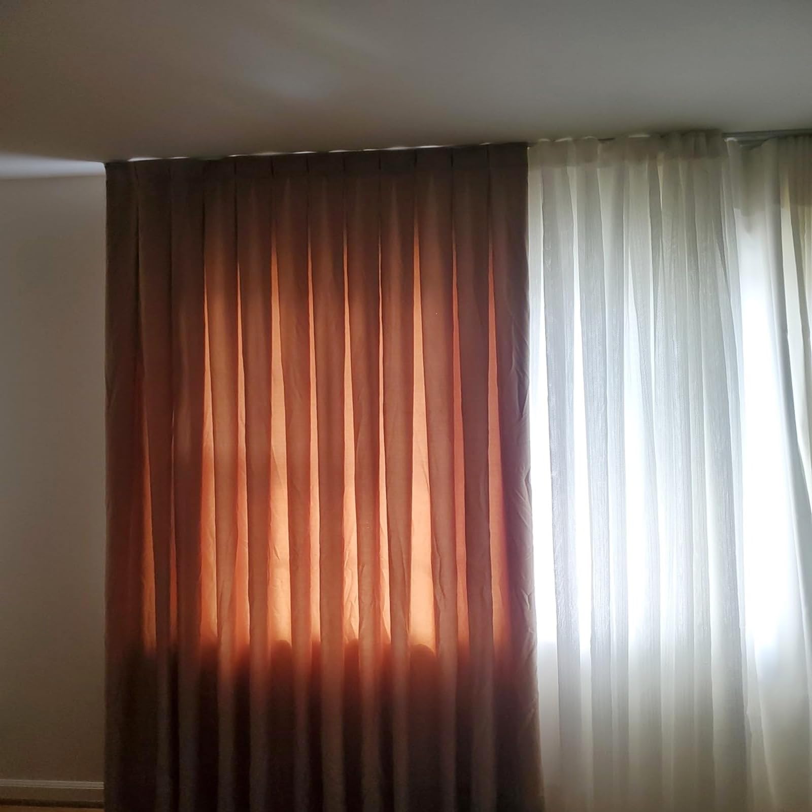 Gardinenstangen 2-läufig, Gardinenschiene Komplettstilgarnitur Inkl. Befestigungsmaterial, Vorhangstange Ausziehbar, 50-700 cm, Metall, Decken Vorhangschiene(White,1.1m/3.6ft)