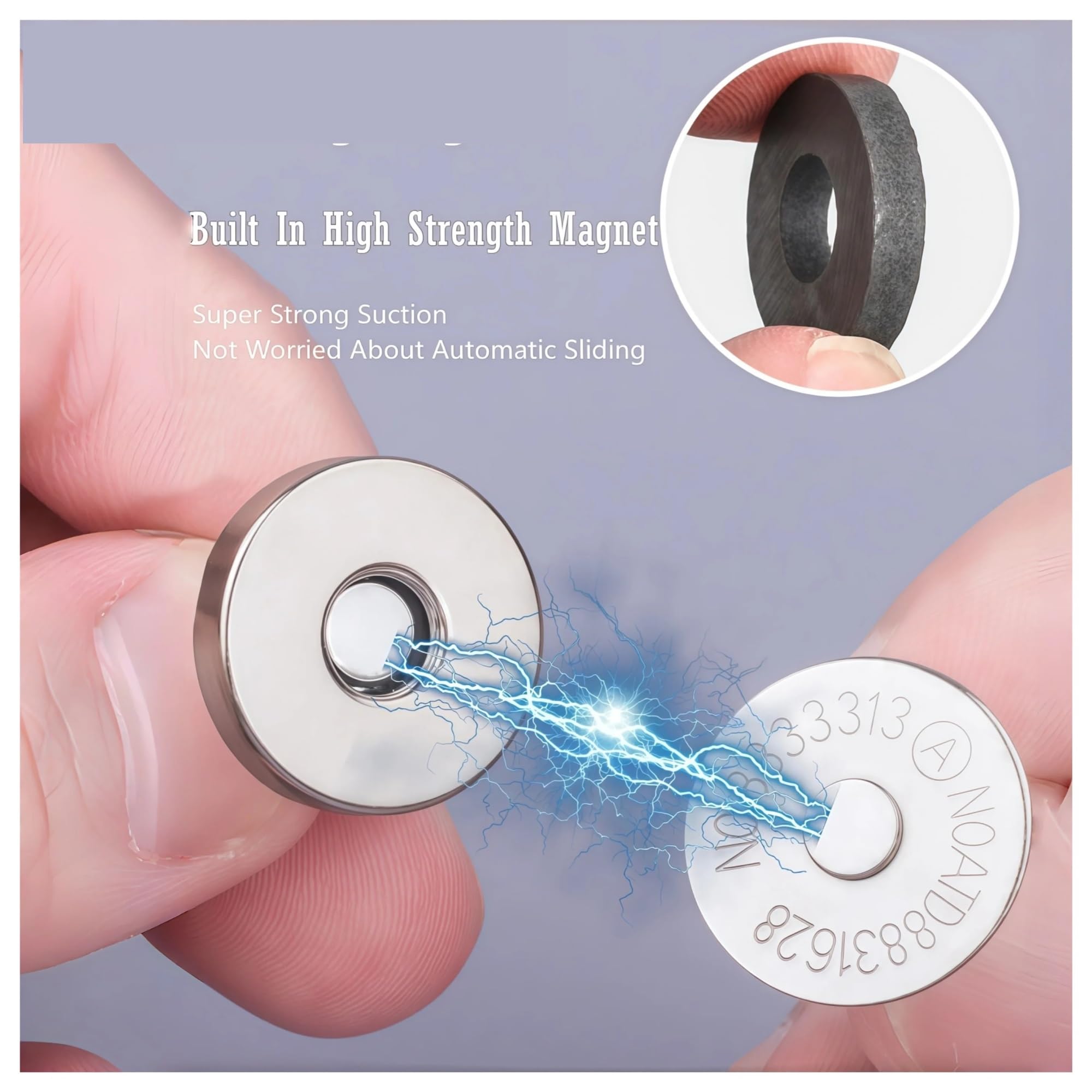 Botones magnéticos 10-100 juegos RoYishi 14/18 mm de diámetro broches magnéticos redondos, cierres botón fuertes cuero doble cara(Silvery,100 Sets,18mm)