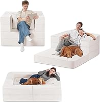 Vista 8 de Cama humana gigante para perro, cama 3 en 1 para perro de tamaño humano con funda de piel sintética lavable, cama grande plegable para mascotas