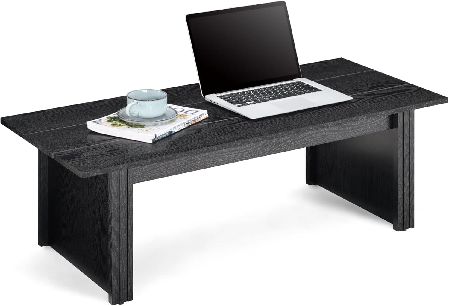 Modern Farmhouse Wood 42" Rectangle Coffee Table, Black