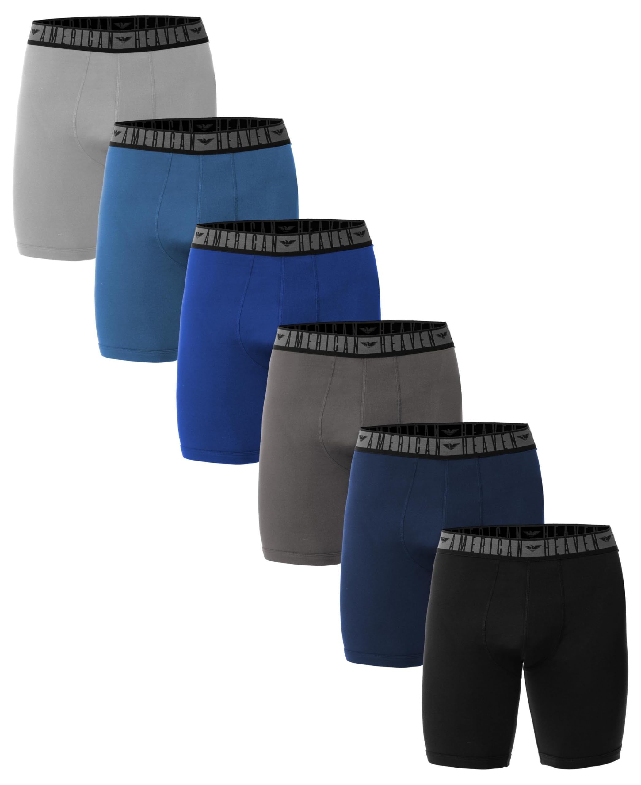 AMERICAN HEAVEN Mens Boxer Briefs Ultra Soft Micro Fiber Stretch Fitted Boxer Brief -Pack of 6