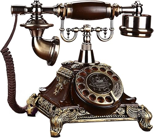 Retro Antique Corded Landline Classic Vintage Cord Phones Rotary Analog Desk Old with Mechanical Ringer for School Home and Office