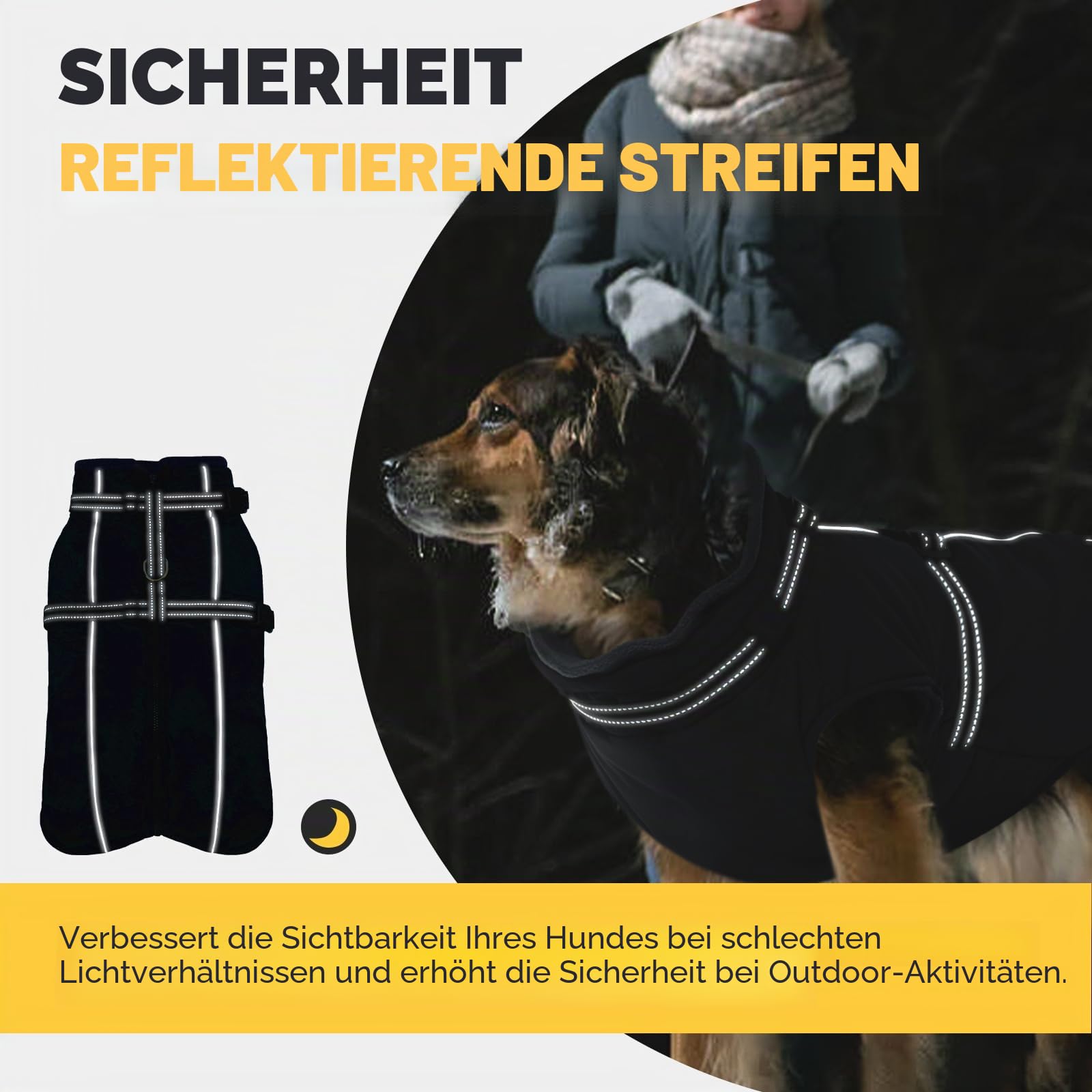 Lelepet XXXL Hundemantel Mit Geschirr - Integrierte wasserdichte Hundejacke, Warmer Wintermantel, Dicke Fleecejacke - Reflektierend, Verstellbar, Für Dogge