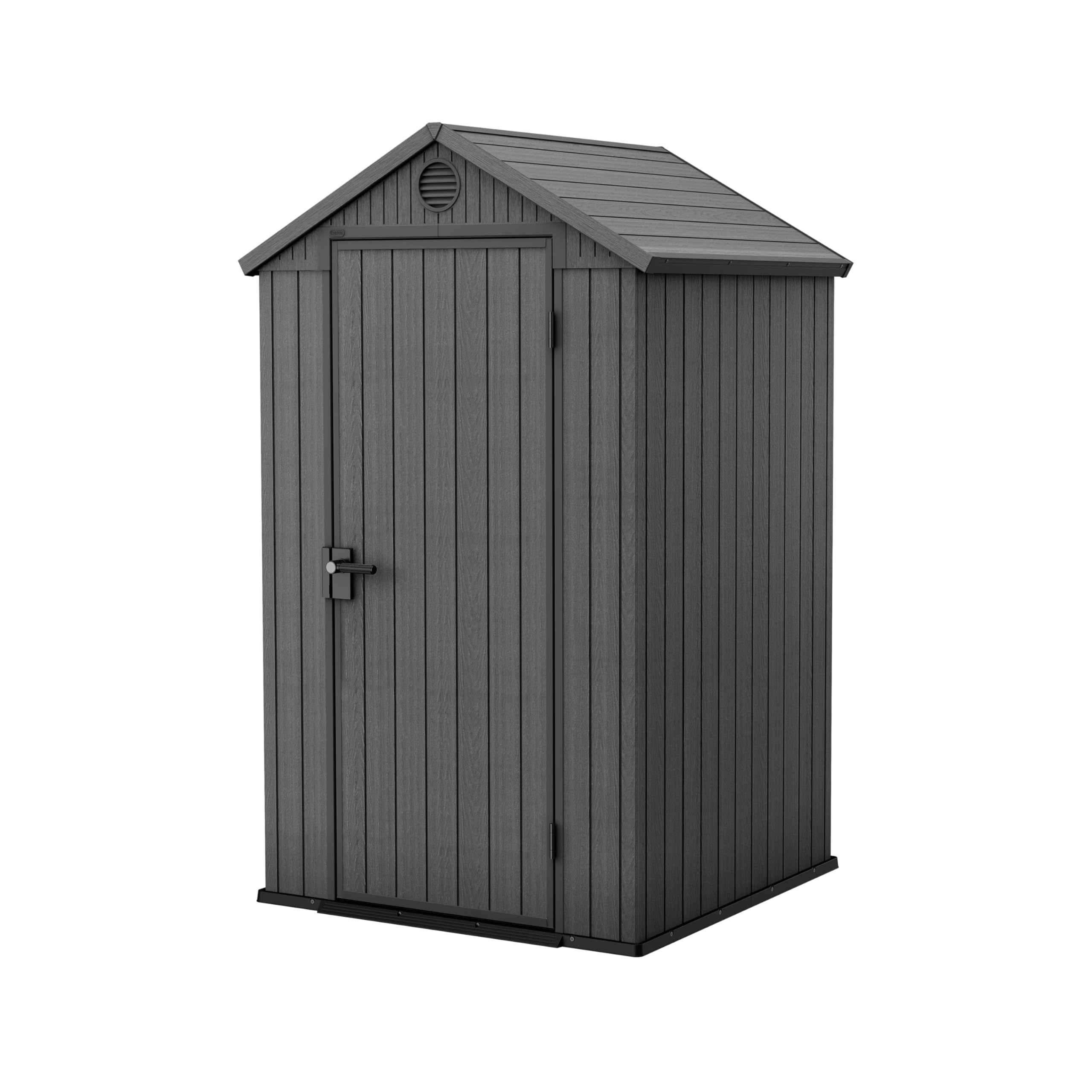 KETER Gartenhaus Darwin 4x4, 2,8 m², aus langlebigem Evotech Kunststoff mit Einzeltür und Belüftung, Gerätehaus, 25 x 184 x 205 cm, grau