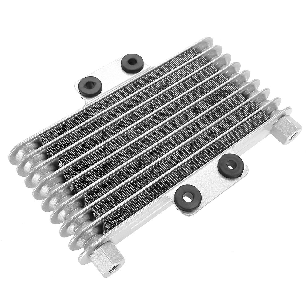 KIMISS Ölkühler, Aluminium 125ml Motorölkühler Kühler für Dirt Bike ATV(Silber)