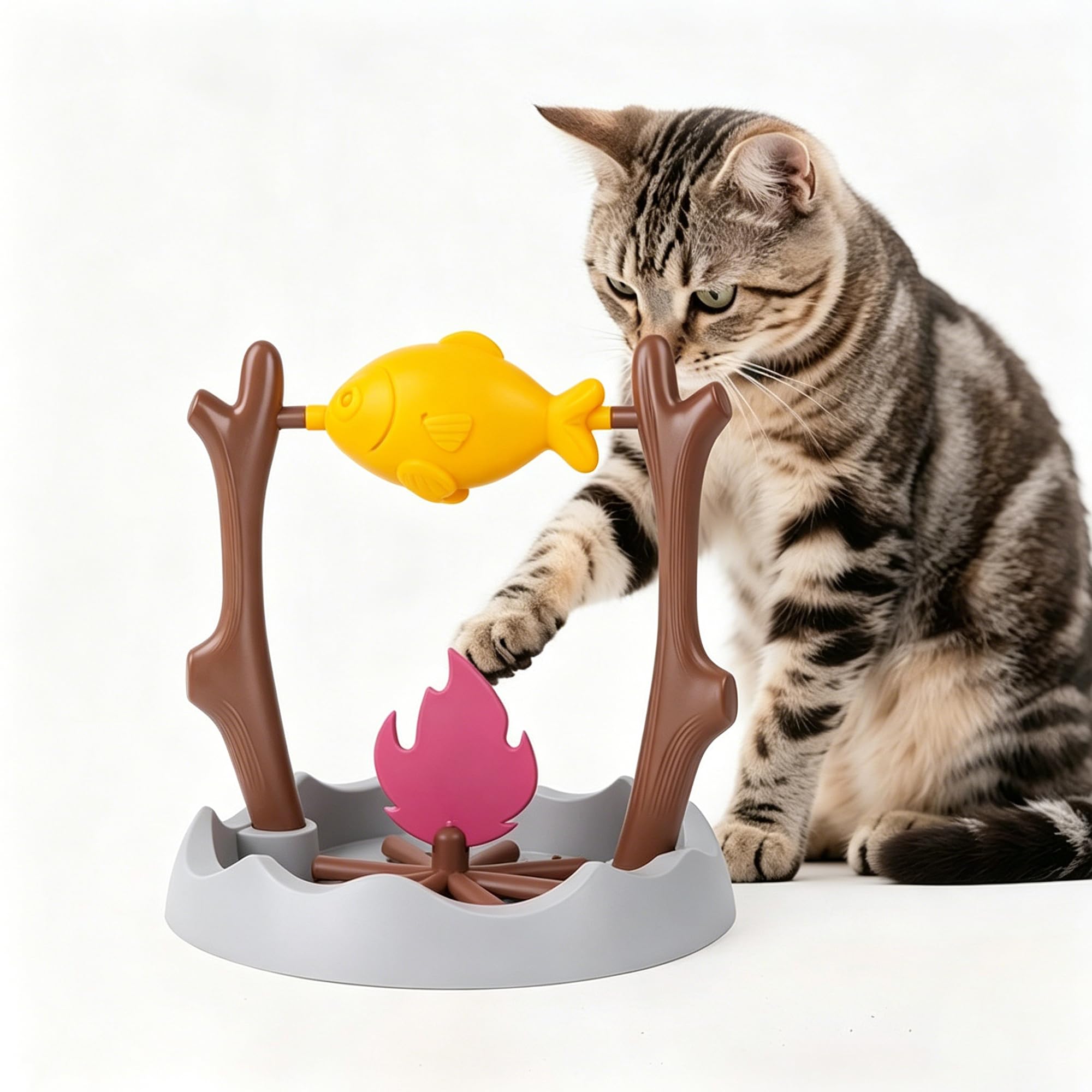 Interactive Dog Toys for Small Cats Dogs Tumbling Cat Toy for Scattered Food for Wet, Dry, and Frozen Treats Smart Automatic Pet Feeder Twist-Apart Easy-Clean Design (Fish)