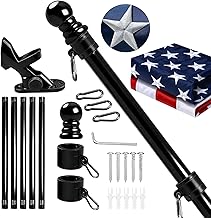 American Flags for Outside withPole,6FtHeavy Duty Flagpole and Exquisite US 3x5Ft Embroidered American Flag with Pole,Tear-Resistant DoubleNylon,Stars and Stripes Vibrant Color,All Weather (Black)