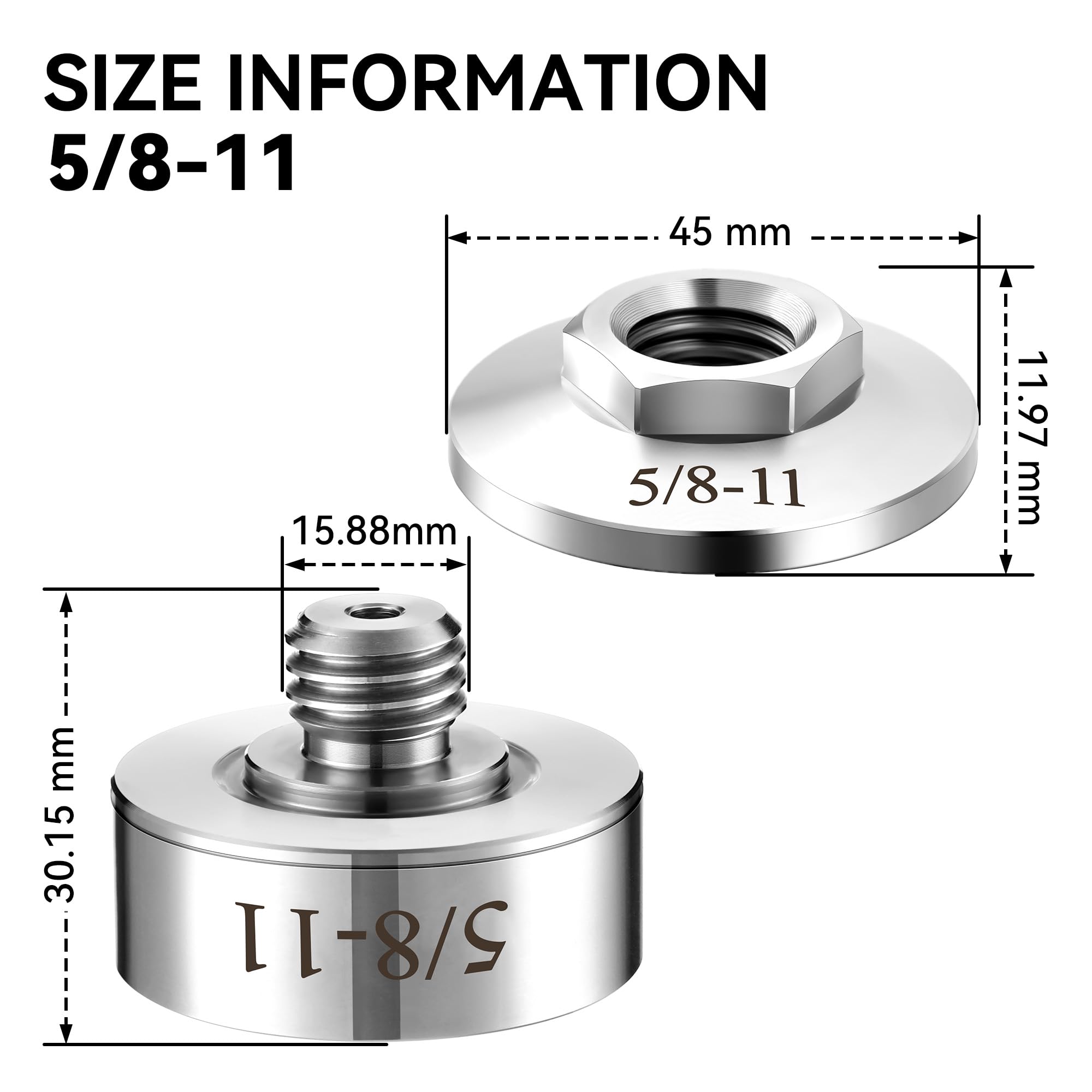 Dreyoo Grinder Lock to 5/8"-11 Thread, 5/8-11 Adapter & Lock Nut — Amazon image 2