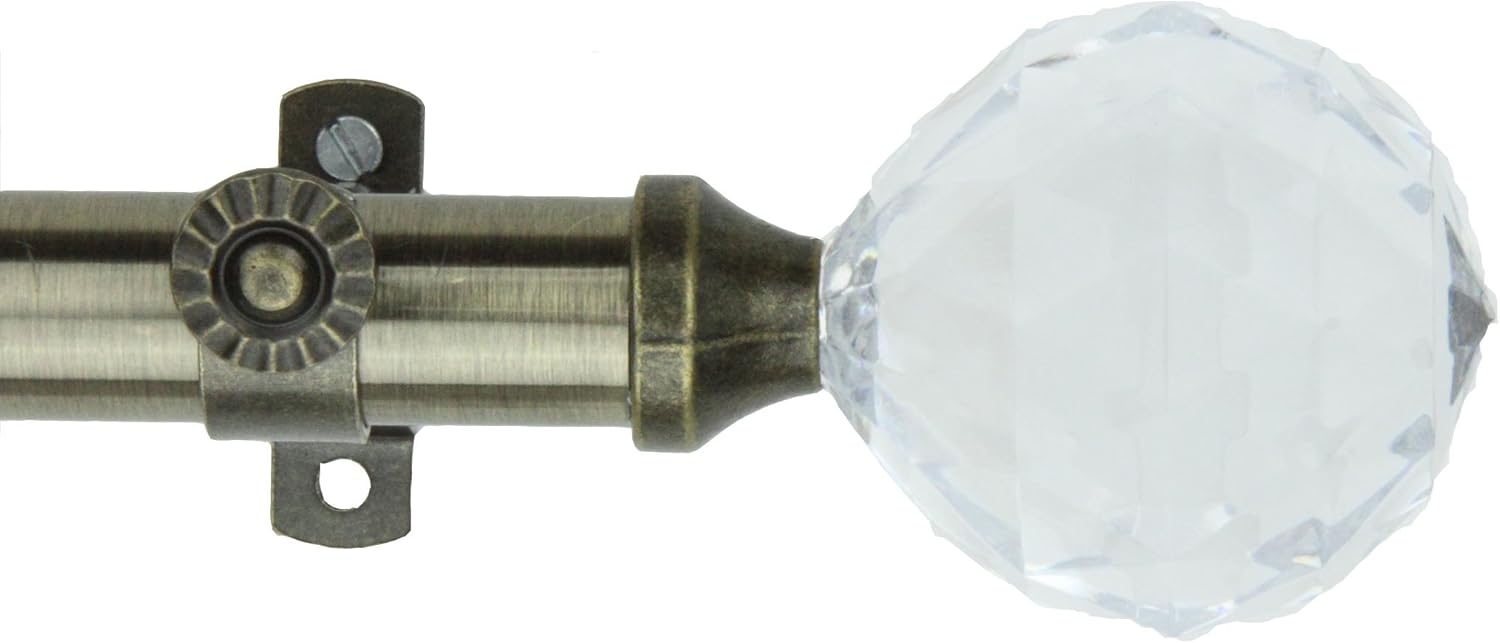 Modern Faceted Curtain Rod and Hardware Set Size: 120" - 170" W, Finish: Antique Brass