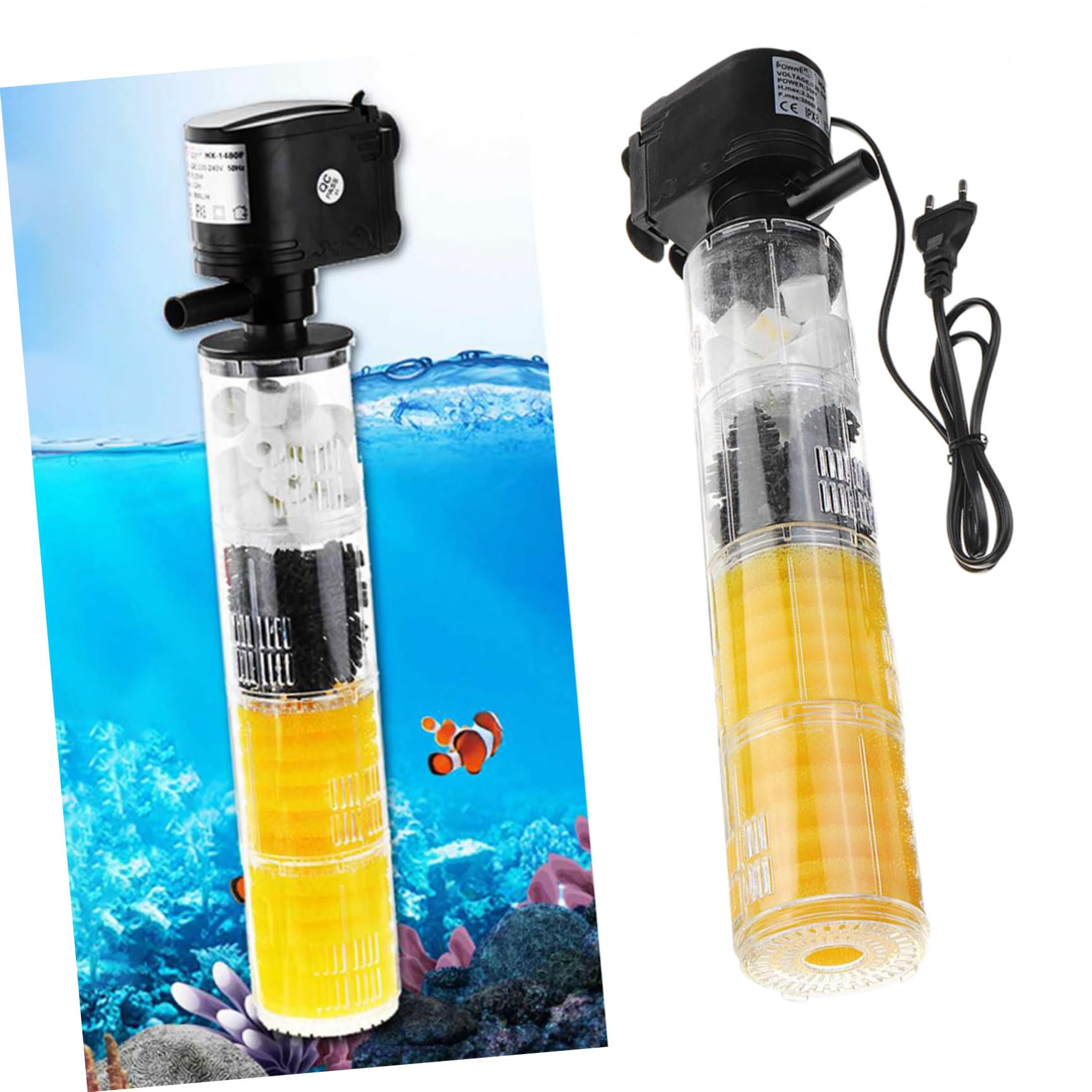 DOITOOL Aquarienfilter 3 in 1 mit 4 Filterschichten aus Kunststoff Leicht zu Reinigen und Sorgt für Wasseroxygenierung im Fisch und Garnelenaquarium