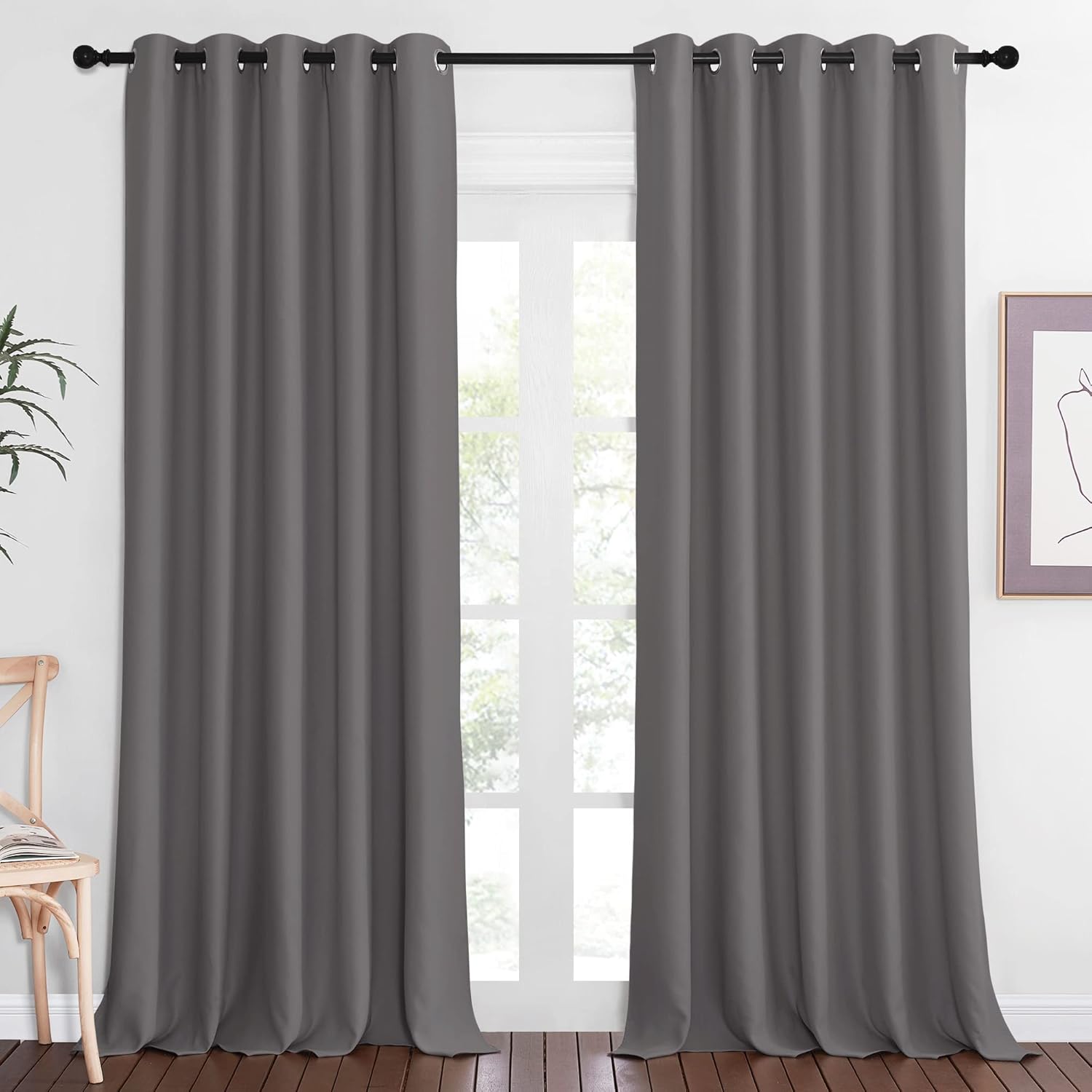 NICETOWN Blackout 118 inch Long Curtain for Living Room, Grommet Room Divider Sound
