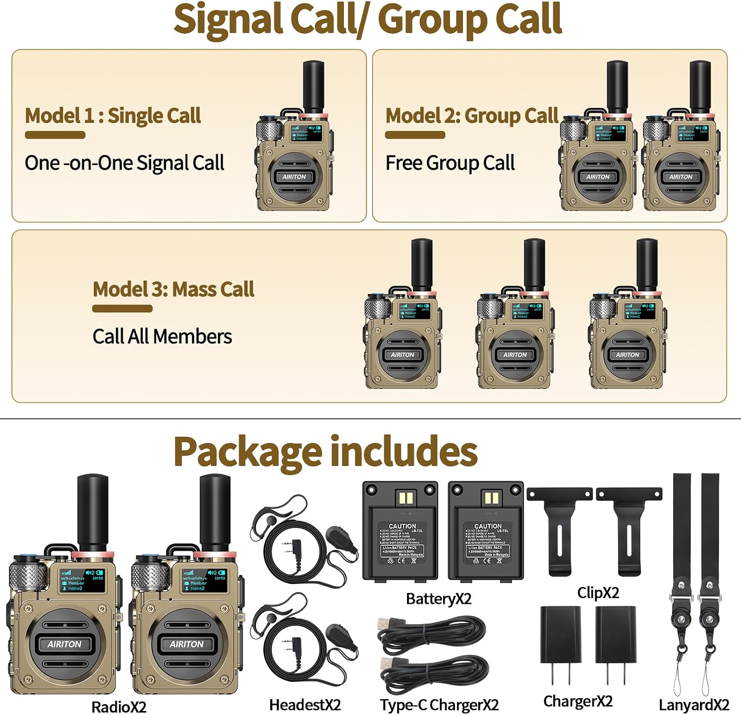 Walkie Talkies Unlimited Range Airiton Radio Nationwide 4G Long Distance 5000 Miles Handheld POC Two Way Radio AI-G6 Push to Talk Over Cellular Radio Long Range Walkie Talkie (2 with SIM Card)