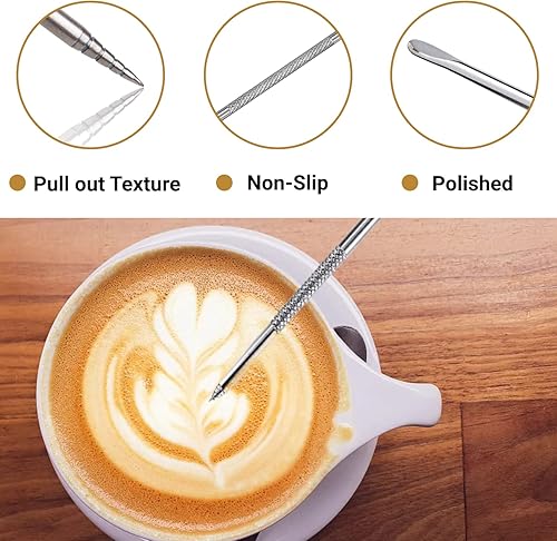 Miniatura 4 de Jarra espumadora de leche, 11.8 fl oz12 onzas, jarra de acero inoxidable, jarra de vapor, café con leche, capuchino, latte, arte barista, jarra de