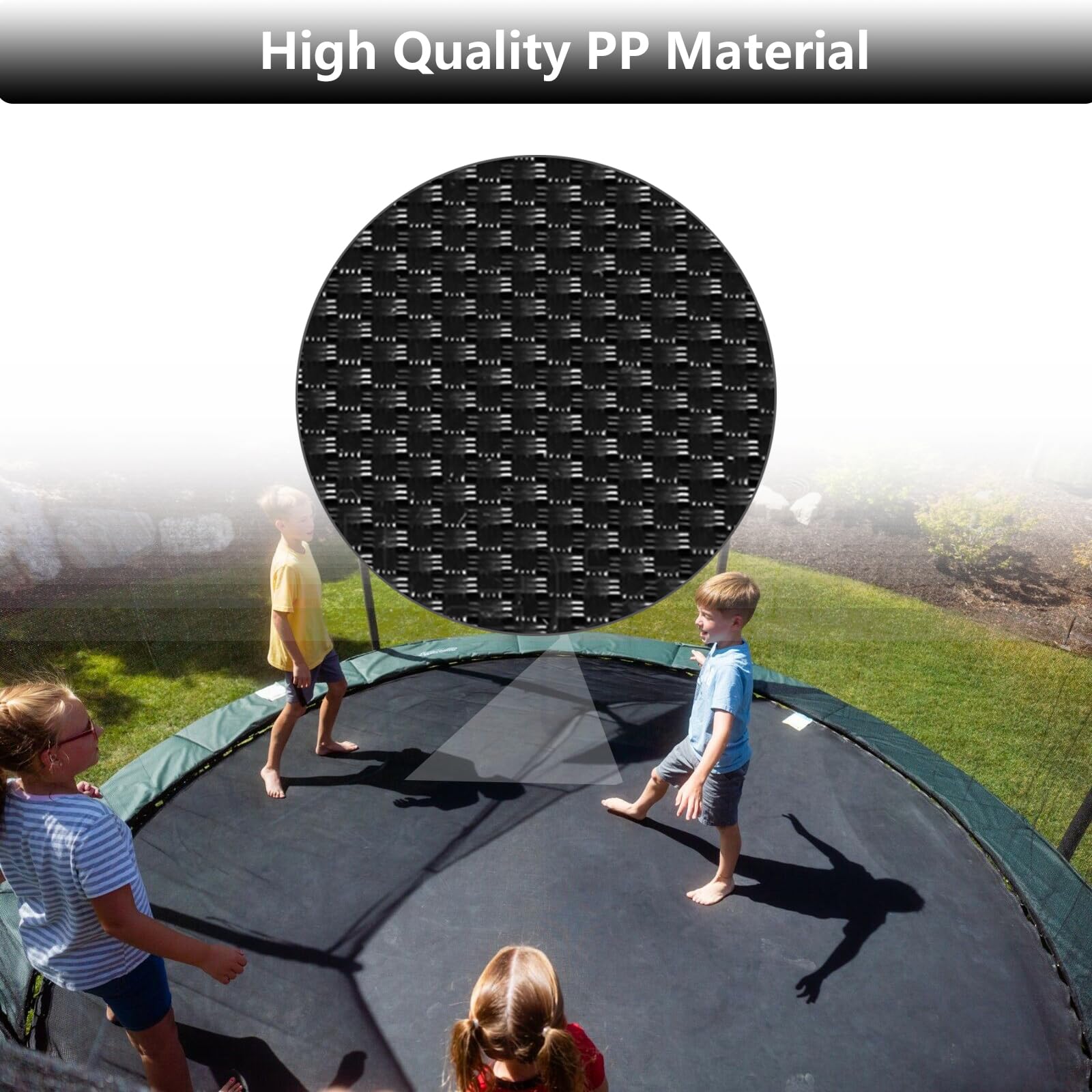 Tapis de Saut Trampoline Ø 366cm 396 427cm, Toile Trampoline Tapis de Saut de Remplacement pour Jardin Trampoline, Cousus 8 Fois Résistants Aux UV 16.5 cm Ressorts, Résistant Aux UV
