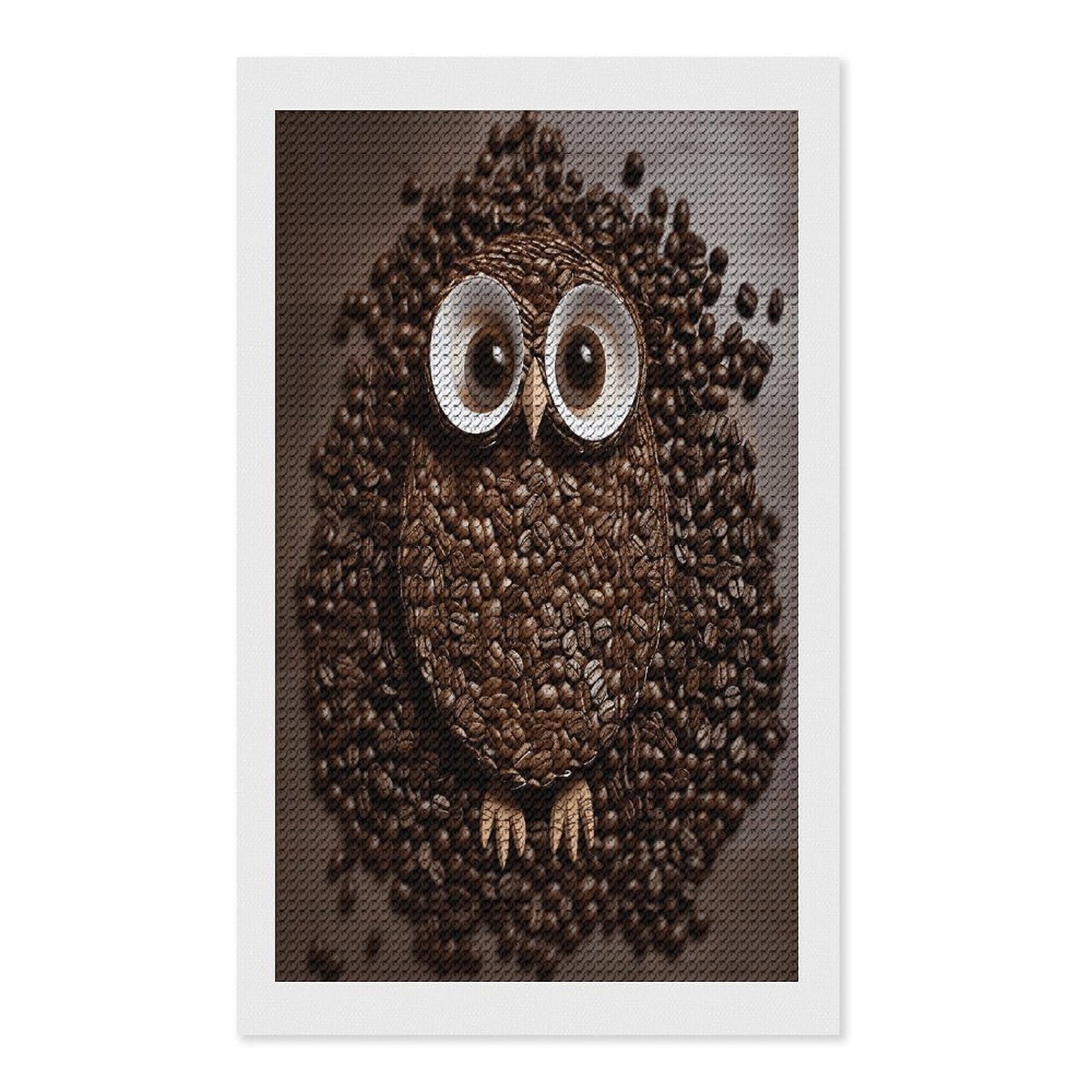 FekiLoot Coffee Bean Owl Paint by Numbers Kit for Adults Beginner DIY Diamond Dots Paintings Round Full Drill Diamond Art Kits Picture Diamond Art Painting Kits for Home Decor 12"x20"