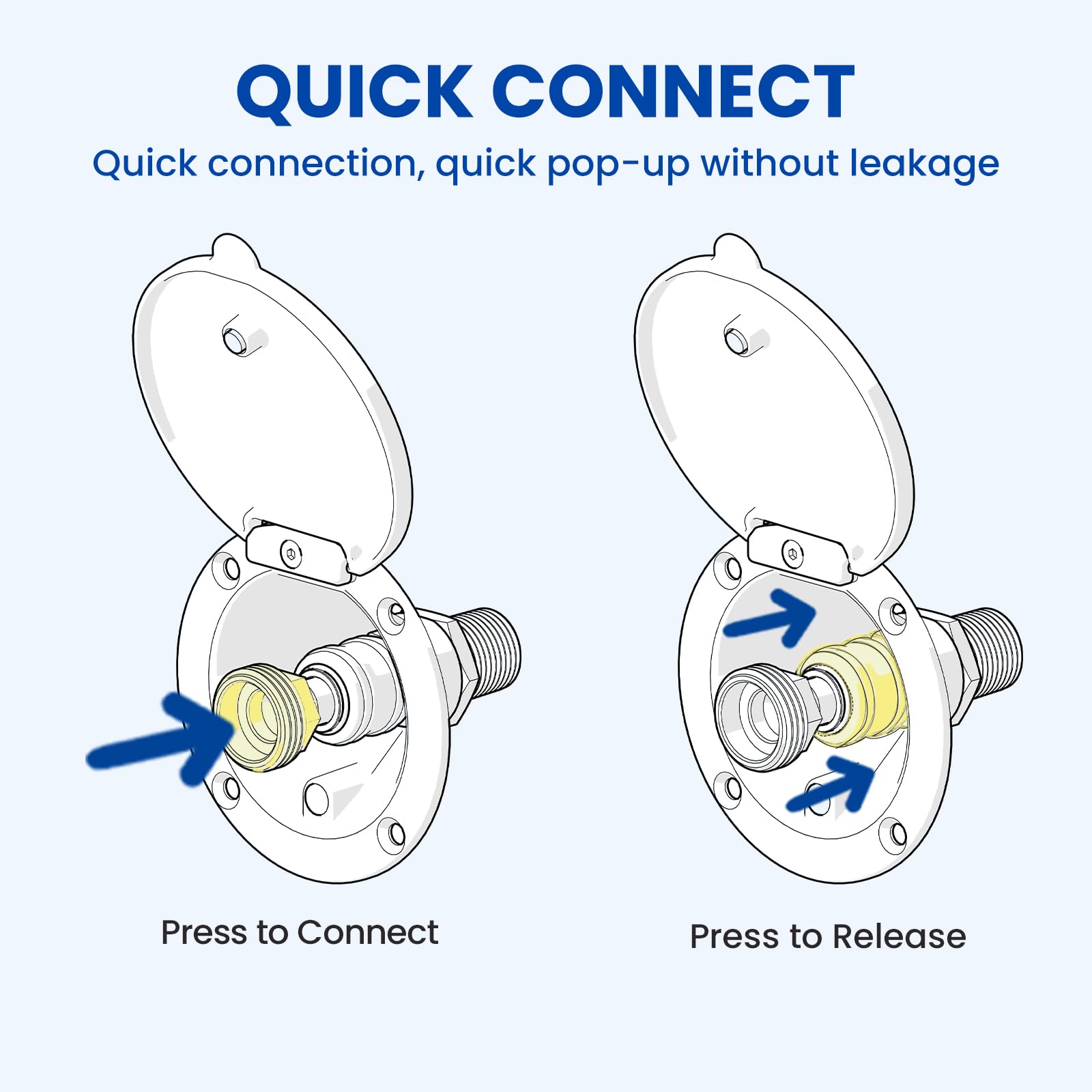 Conector de conexión de puerto de pulverización exterior totalmente metálico para caravana, conexión rápida para limpieza de equipos de enjuague de mascotas, con adaptadores G1/2 pulgadas +