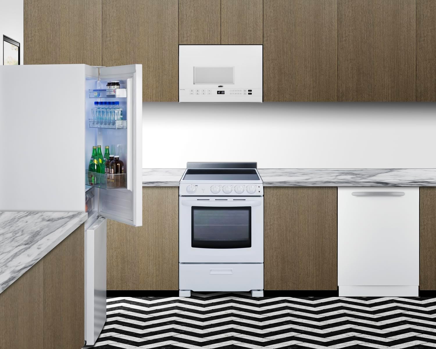 Summit 24" Bottom Freezer Refrigerator, Counter Depth Refrigerator- Freezer, Energy Star, White - FFBF121W (Right Hand Door)