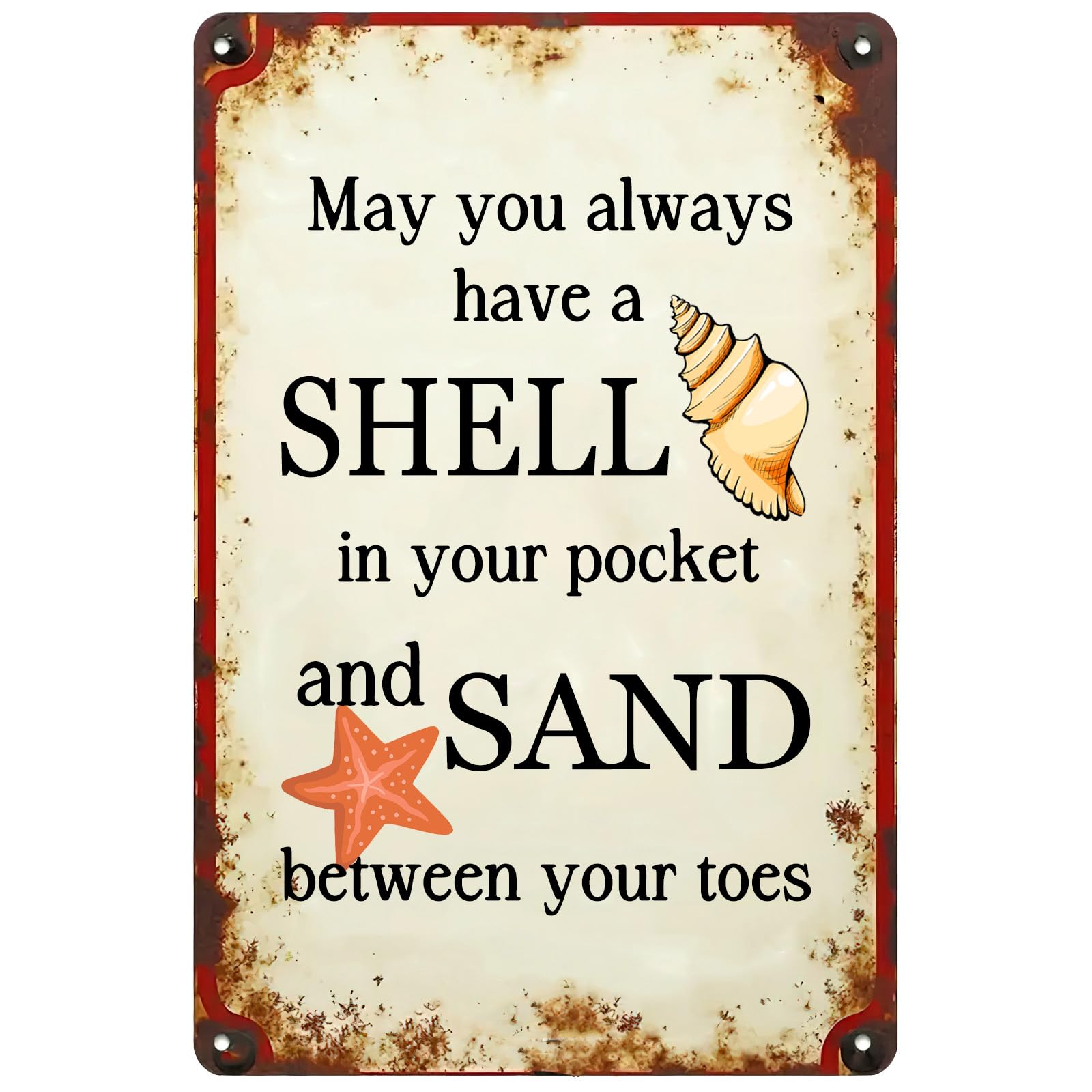 Kwqdozf As Pic Beach Quote Creative Tin Sign,May You Have A Shell In Your Pocket Wall Deco
