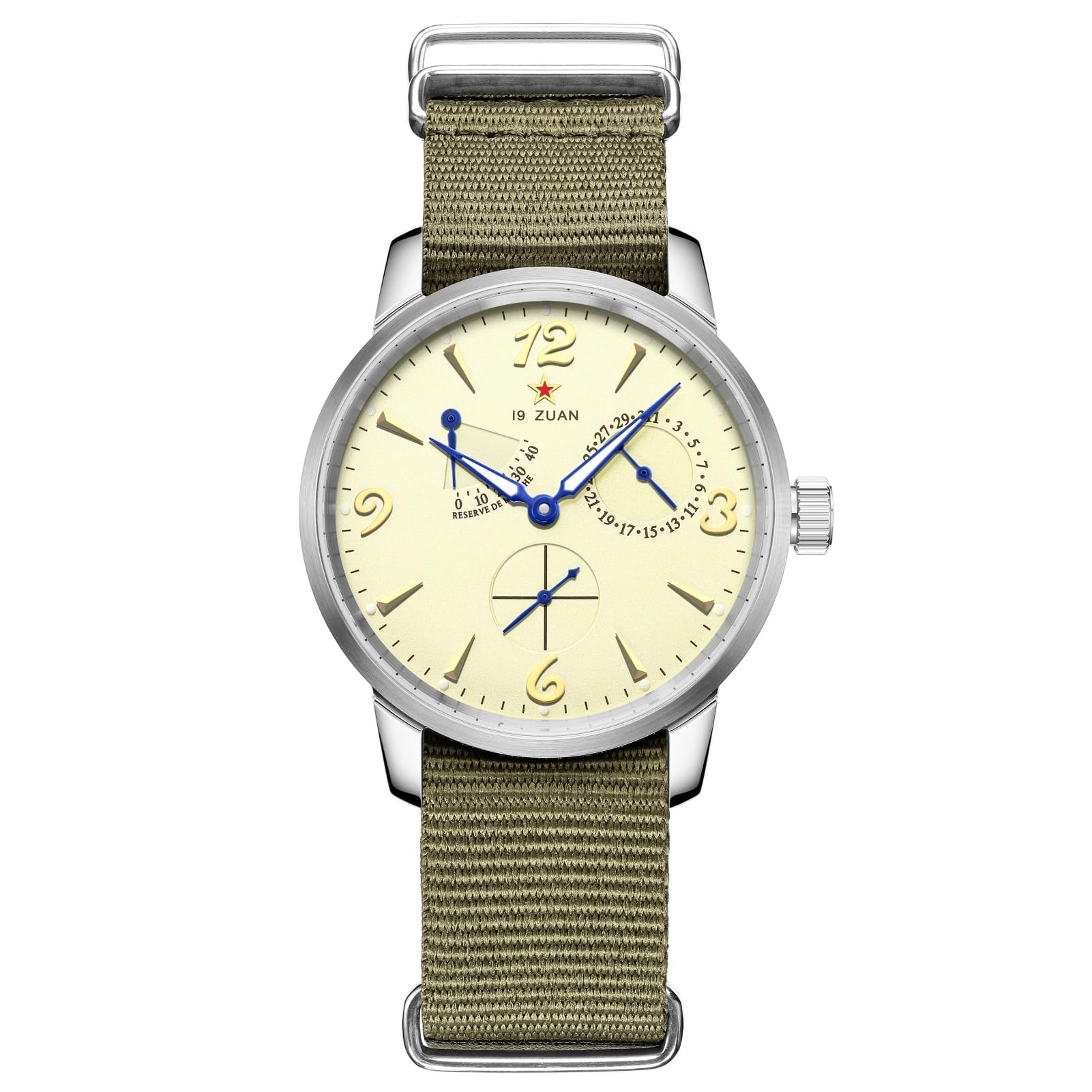 SEAKOSS 40 mm automatische mechanische Armbanduhr 1963 Möwe ST1780 Uhrwerk Vintage Pilotenuhr für Herren, Gangreserveanzeige, Datumsanzeige, Saphirglas, 5 ATM wasserdicht, Grün , Retro