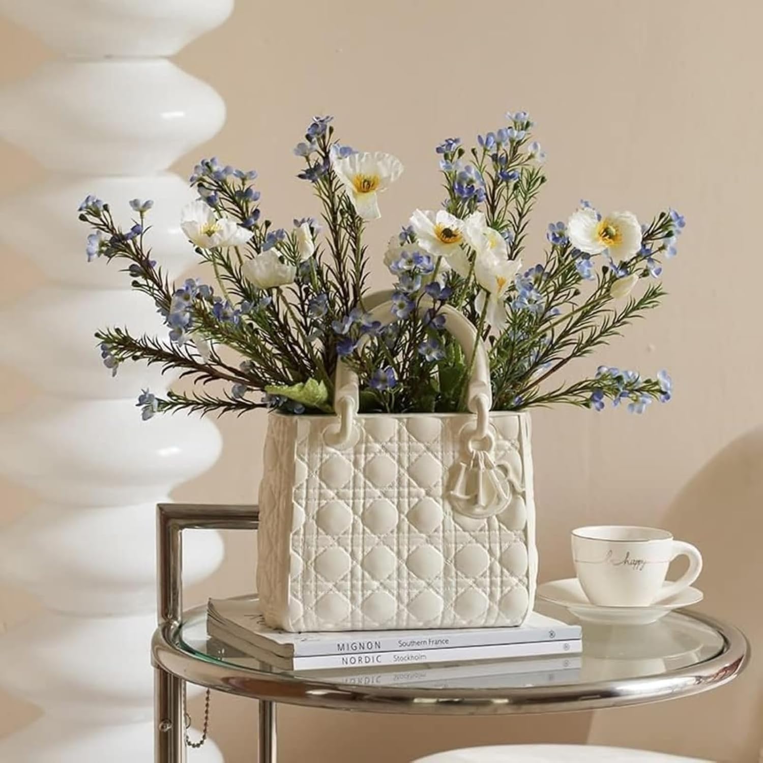 Flower Plastic Bouquet Bud Vases Small Home Decor Living Room Modern Square Unique Entryway Coffee Table Wedding (Pink,11 * 7.8in)