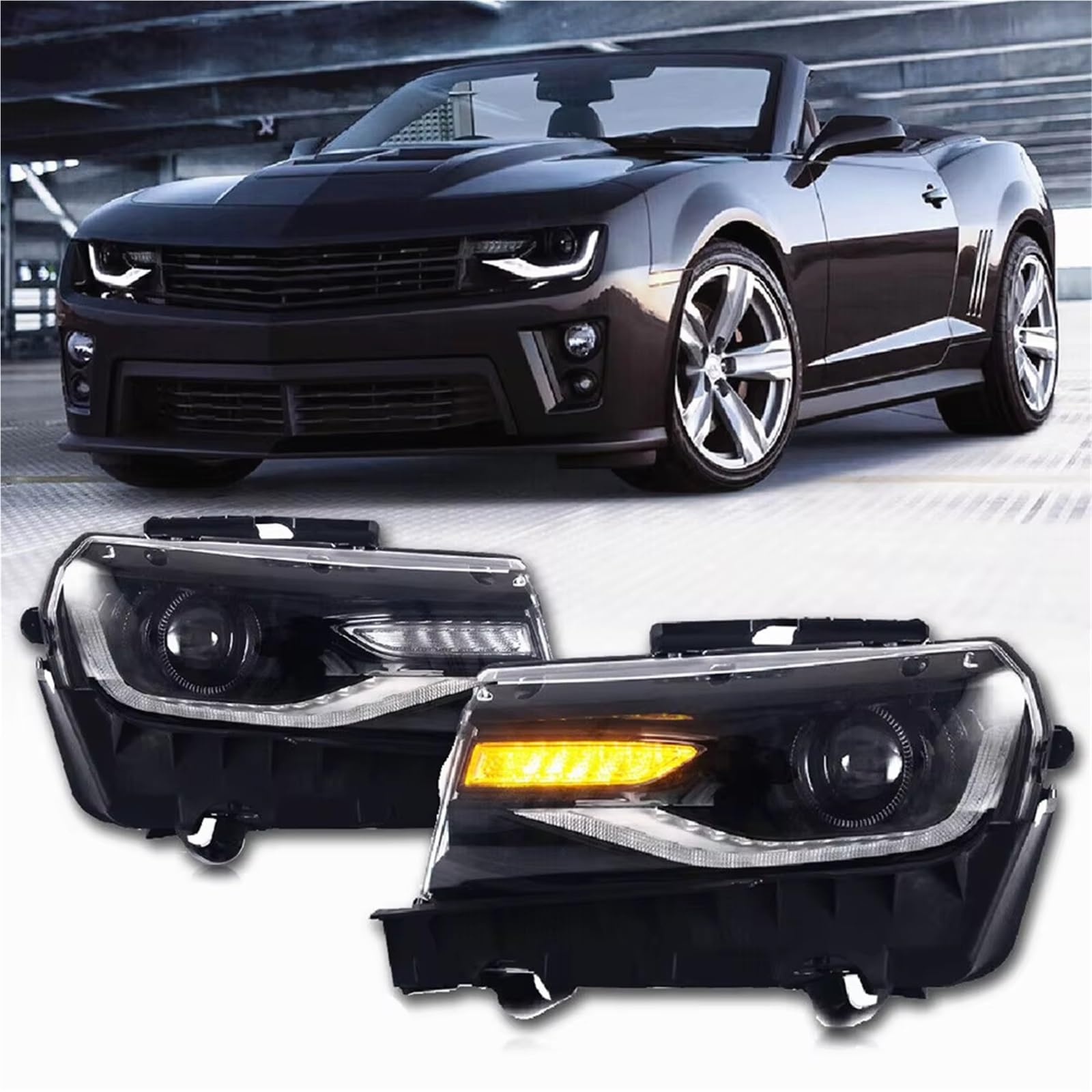 Gruppo Faro per Auto Chevrolet Camaro 2014-2015 Luci Anteriori DRL modificato Gruppo Faro Fari