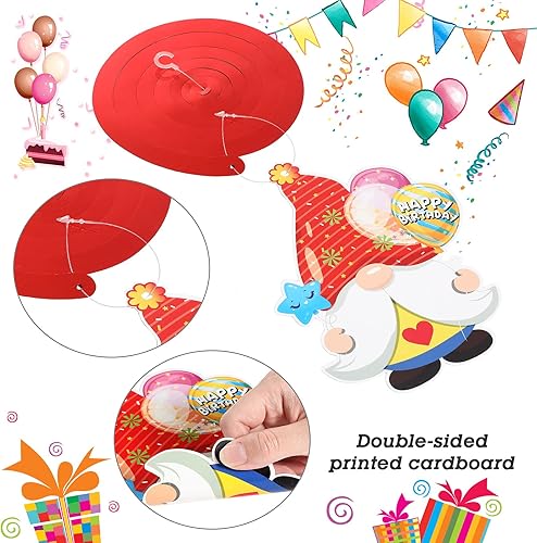 Miniatura 3 de Nezyo 30 decoraciones de gnomos para fiesta de cumpleaños, decoración de remolinos de feliz cumpleaños, espirales colgantes, serpentinas de techo