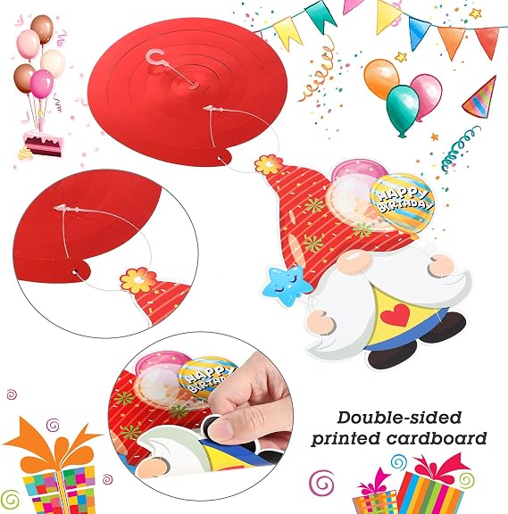 Nezyo 30 Pieces Gnome Birthday Party Decorations Happy Swirls Decorations
