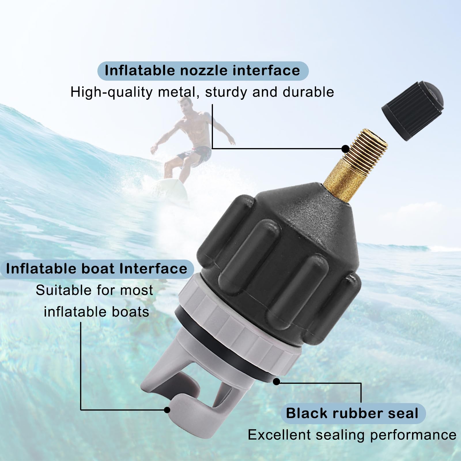 Adaptador Paddle Surf Inflador 2 Piezas para Bomba SUP Tabla Kayak Colchón Aire