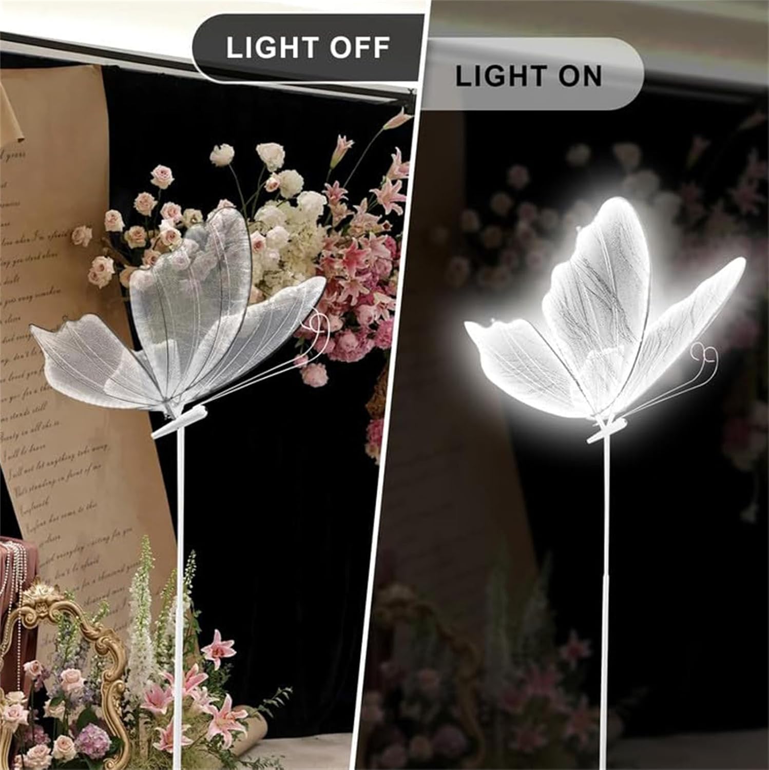 Wedding Butterfly Floor lamp, Creative Butterfly Ceiling Lamp Hanging Led Butterfly Lights, StageDecoration Props, for Wedding Party Birthday