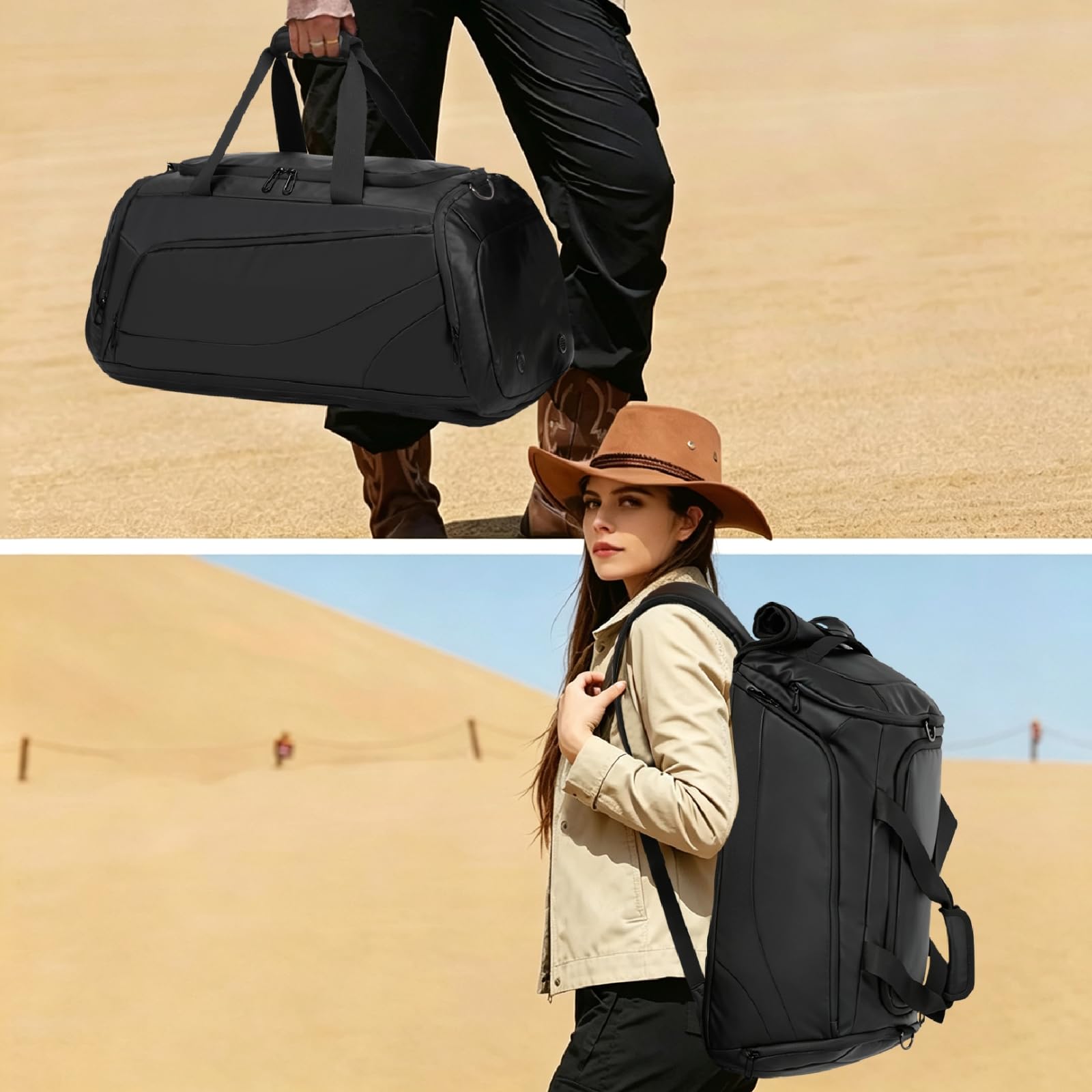 Premium Sporttasche 40L mit Schuhfach & Nassfach & Isolierschicht und Laptopfach, 3-in-1 Rucksack, Robuste & wasserdichte Duffle Bag für Weekender, Fitnessstudio, Reisen, Hochwertige Verarbeitung