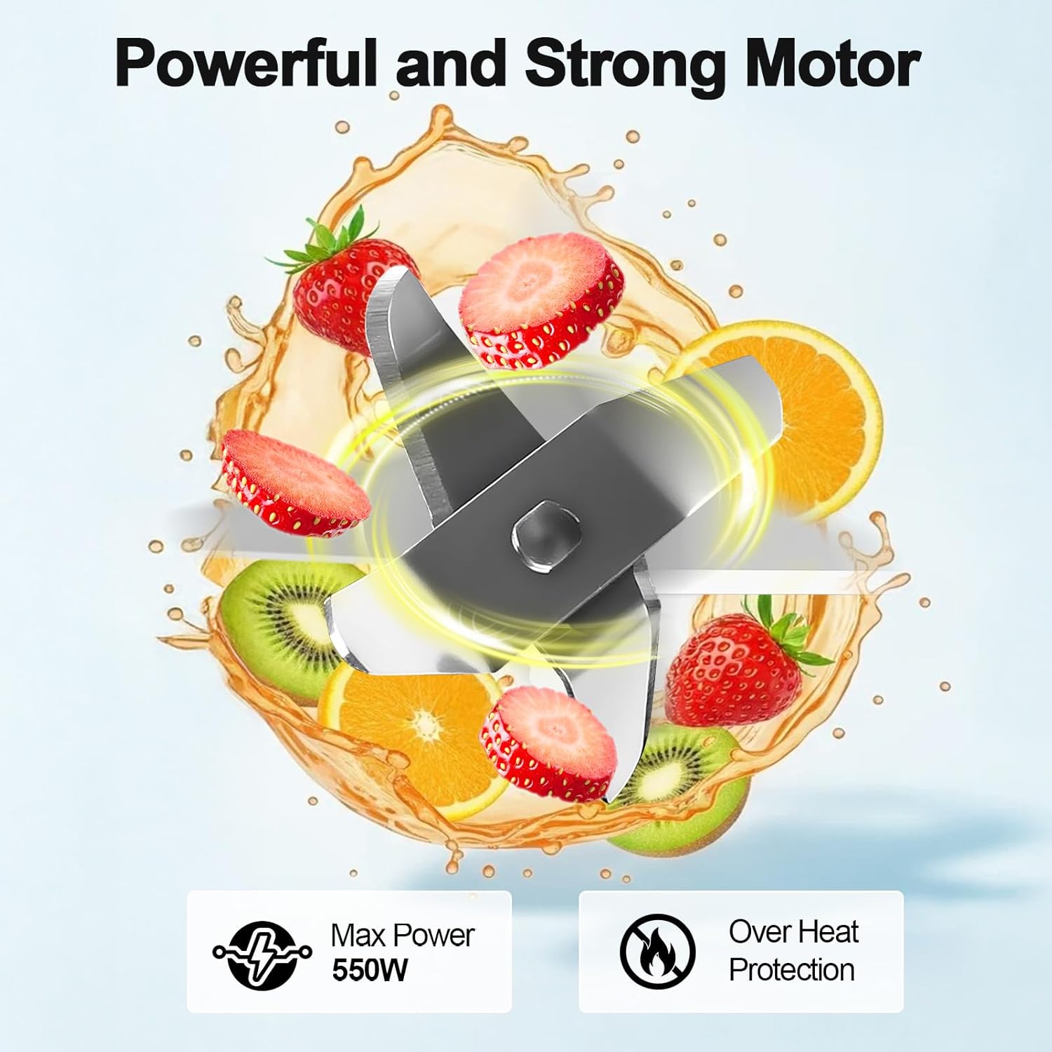 OMMO Blender, 500W Smoothie Blender with 4-Fin Blades, Personal Blenders for Kitchen with 17oz BPA-Free Portable Cups for Drinks, Milkshake and Juices