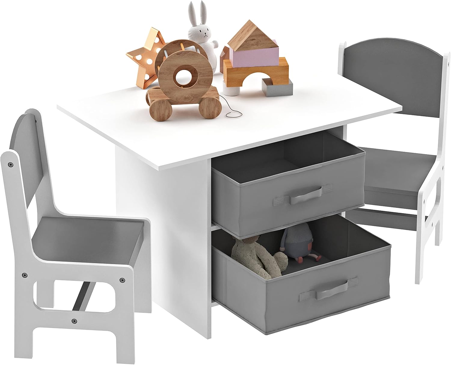 Duffy Kids Table and Chairs Set, Children Activity Desk with 2 Chairs ...