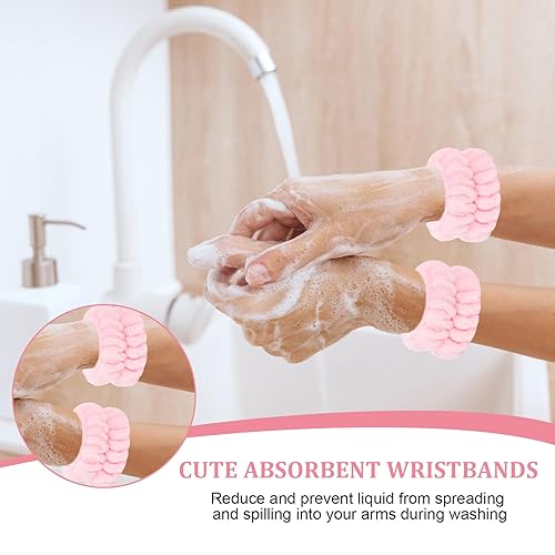 Miniatura 3 de ACO-UINT Juego de 6 diademas de spa y muñequeras, diademas para el cuidado de la piel, diademas de esponja para lavado de cara, diadema de