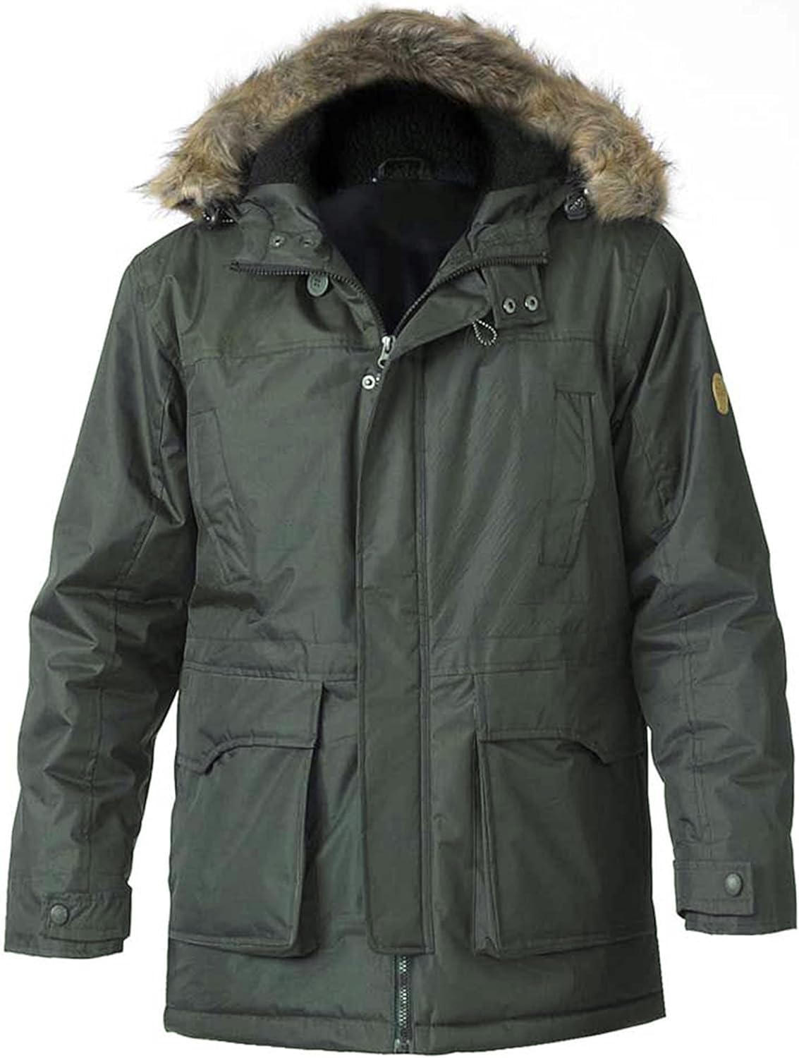 Duke Mens Lovett D555 Kingsize Faux Fur Trim Parka (5XL) (Khaki)
