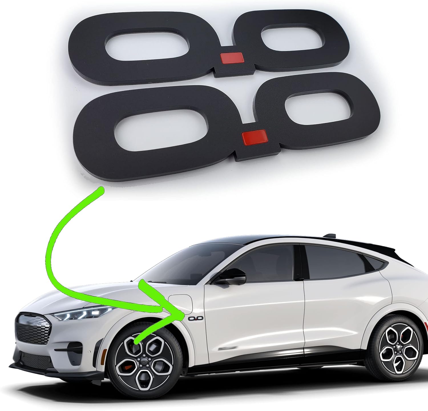 Custom 2pc Side Fender 0.0 Emblems fits Mustang Mach-E GT Badge Mach E Logo e.0
