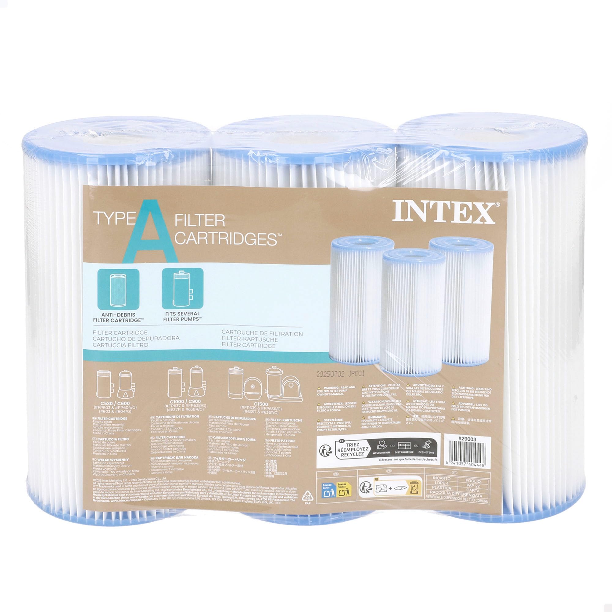 Intex 29003-PACK 3 Cartuchos Filtro Tipo A - 1