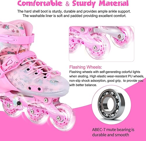 Miniatura 4 de Patines en línea, patines en línea ajustables para niños con ruedas iluminadas para niños, niñas, niños, adolescentes, principiantes y avanzados |