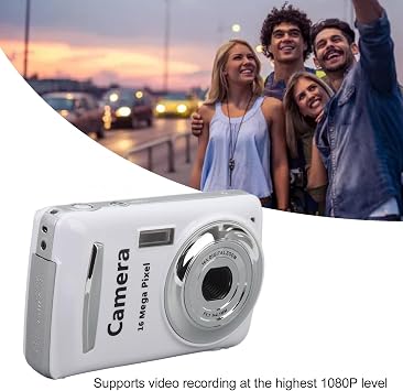 Digital Camera for Photography 16MP Vlogging Camera with 2.4 Inch Screen Compact Travel Camera with 16x Digital Zoom Auto Focus Anti Shake for Beginners (White)