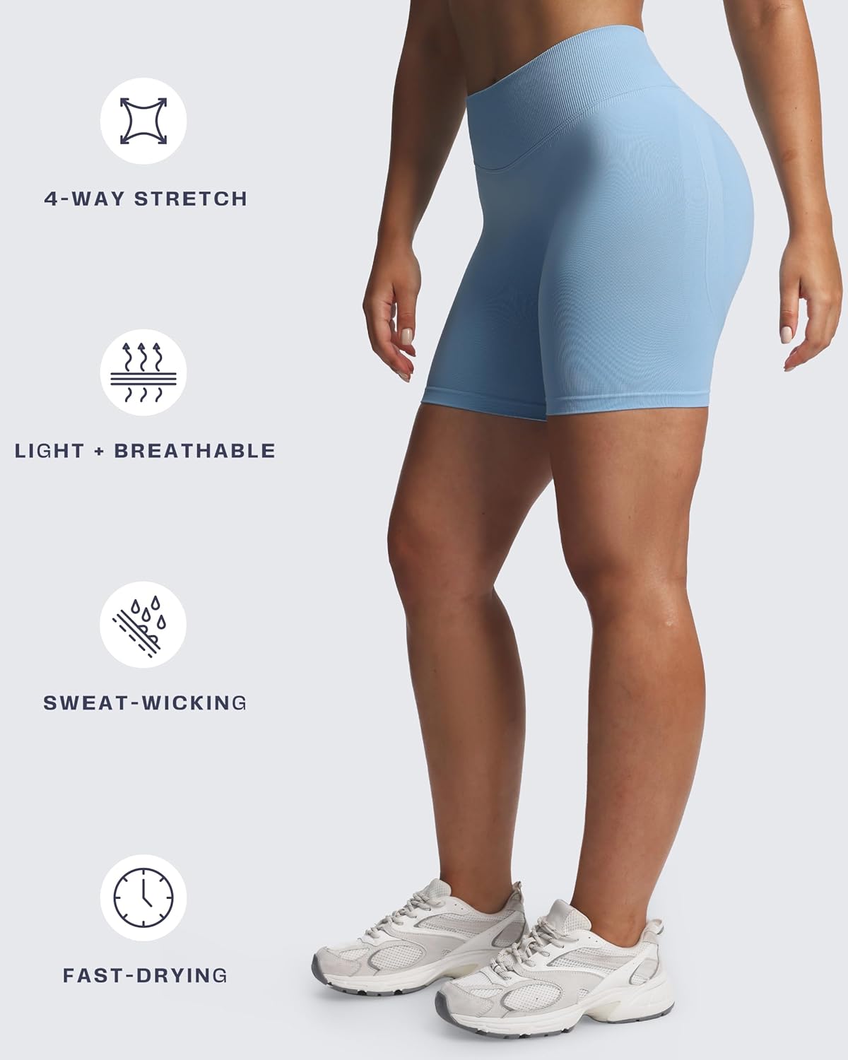 Aoxjox Women's Lexi Lined Seamless Workout Biker Shorts High Waisted Color Block Hidden Scrunch Athletic Yoga Short 5.5" - Image 4