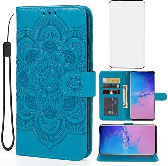 Case for Galaxy S20 Ultra/Samsung S20 Ultra SM-G988U Wallet Case with Tempered Glass Screen Protector, Leather Flip Credit Card Holder Stand Phone Cover for Samsung Galaxy S20 Ultra 5G Blue