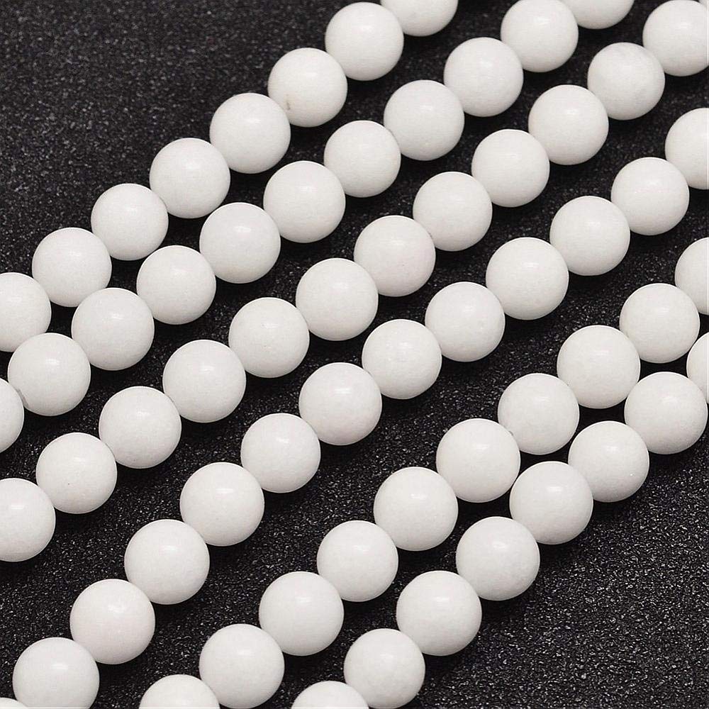 Beads, Malaysian Jade (Quartzite), Gemstone, White, Round, 6mm, Smooth, Strand, 60+, Malaysia, Natural, Grade A, 0.8mm Hole Size