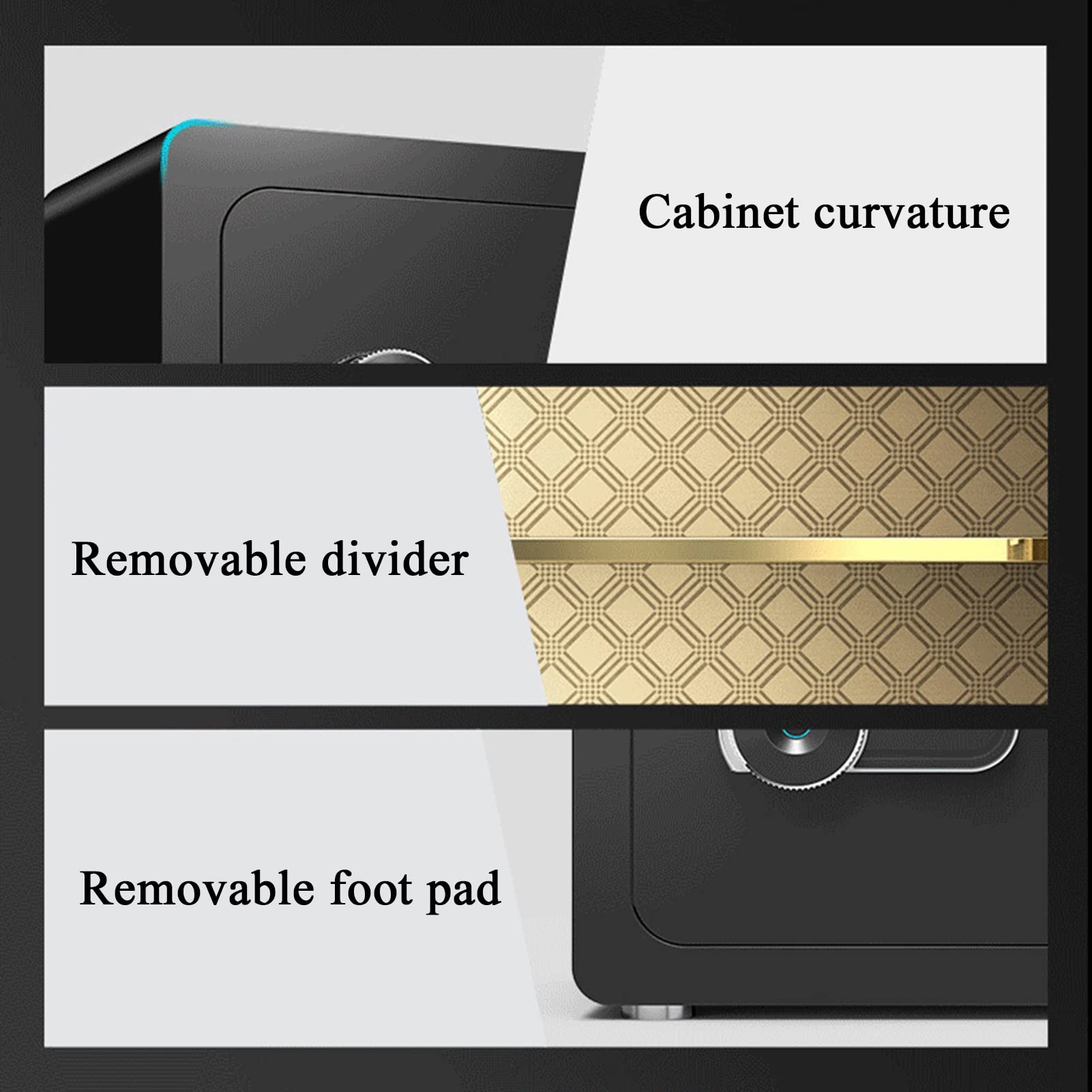 XBTGS Cassaforte, cassaforte di sicurezza per impronte digitali, in acciaio con ripiano rimovibile, solida porta a prova di esplosione, per casa, ufficio, hotel, stile 1, stile 1, stile 1